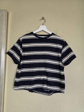 Designers Society Classic Boxy Fit Navy & White Striped Tee